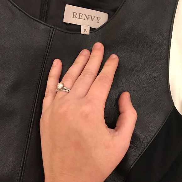 Black leather panel sheath dress size small - Picture 4 of 4